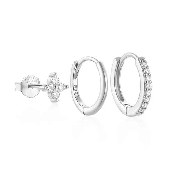 Betty and Biddy Trio Set Earrings Floral Stud Set Silver Earrings