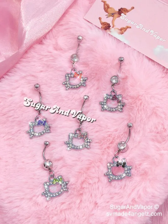 Bling Kitty Belly Ring SugarAndVapor Rings