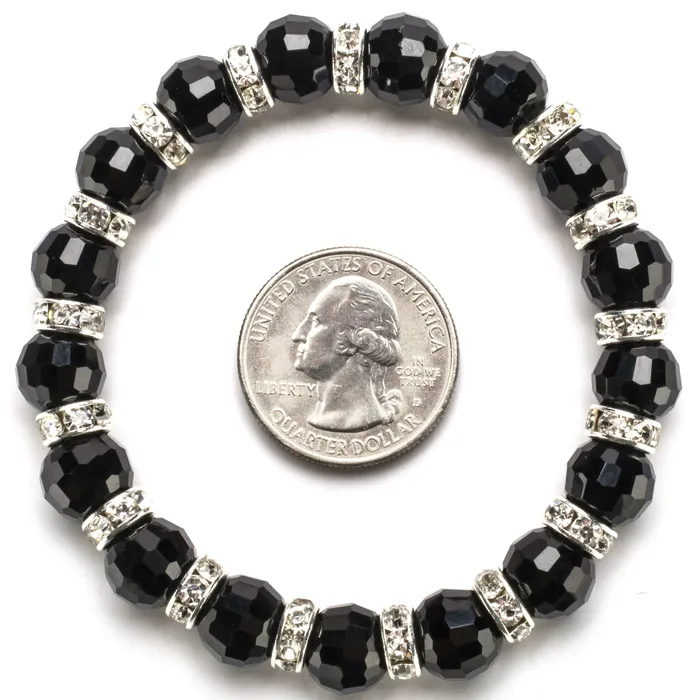 Bracelets Alexander Kalifano Black Jet Gorgeous Glass Bracelet with Cubic Zirconia Crystals