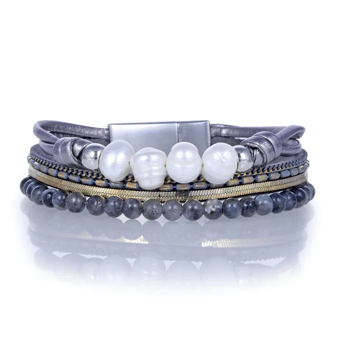 Bracelets Alexander Kalifano Short Multiple Strand Bracelet Gray With Magnetic Clasp Bracelets Alexander Kalifano Short Multiple Strand Bracelet Gray With Magnetic Clasp