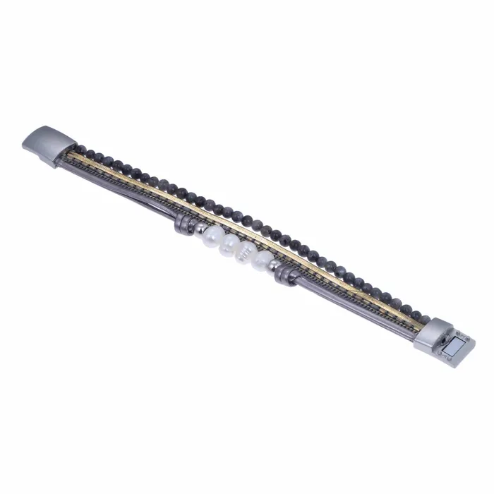 Bracelets Alexander Kalifano Short Multiple Strand Bracelet Gray With Magnetic Clasp