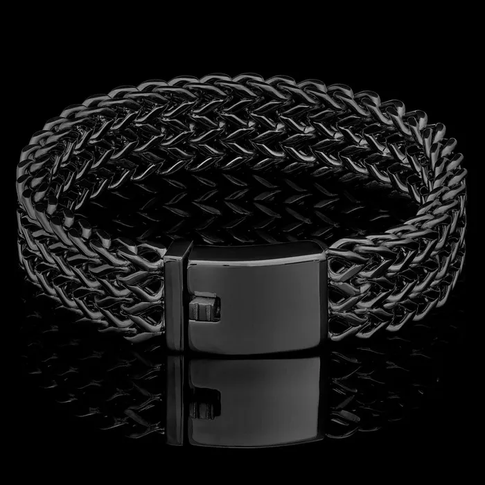 Bracelets Crucible Black Plated Three Row Franco Bracelet 18mm Wide Invicta Jewelry Bracelets Crucible Black Plated Three Row Franco Bracelet 18mm Wide Invicta Jewelry