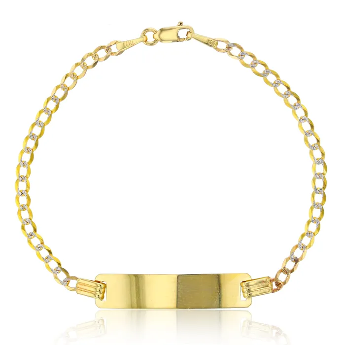 Bracelets DecadenceJewelry 14K Two Tone Gold Pave 250mm 6 Cuban 060 ID Bracelet Bracelets DecadenceJewelry 14K Two Tone Gold Pave 250mm 6 Cuban 060 ID Bracelet