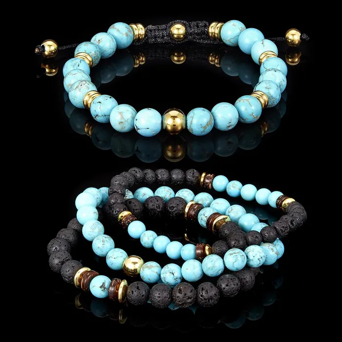 Bracelets Invicta Jewelry Turquoise Bundle with Set of 3 Stretch Bracelets and Adjustable Bracelet Bracelets Invicta Jewelry Turquoise Bundle with Set of 3 Stretch Bracelets and Adjustable Bracelet