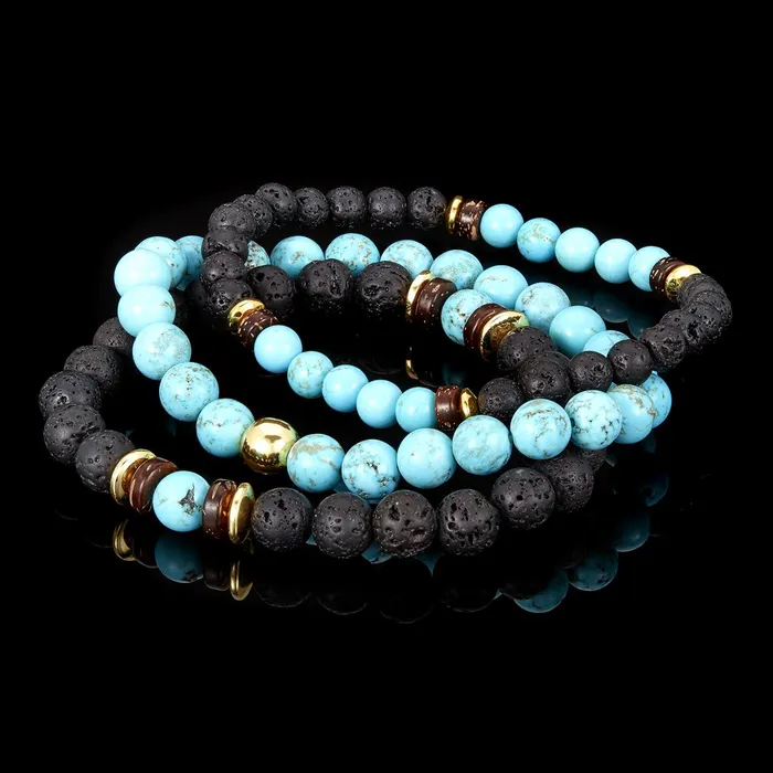 Bracelets Invicta Jewelry Turquoise Bundle with Set of 3 Stretch Bracelets and Adjustable Bracelet