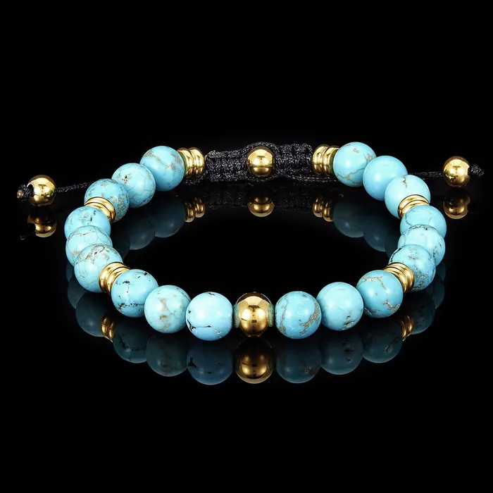 Bracelets Invicta Jewelry Turquoise Bundle with Set of 3 Stretch Bracelets and Adjustable Bracelet