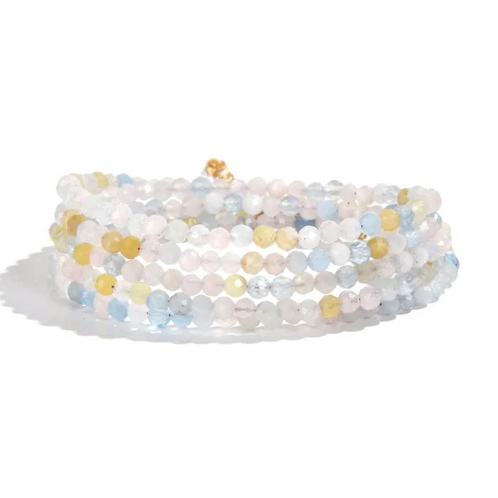 Bracelets KALIFANO 3mm Morganite Faceted 31 Necklace Multi Wrap Bracelet
