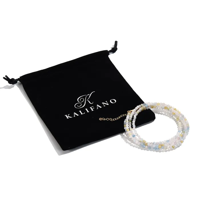 Bracelets KALIFANO 3mm Morganite Faceted 31 Necklace Multi Wrap Bracelet