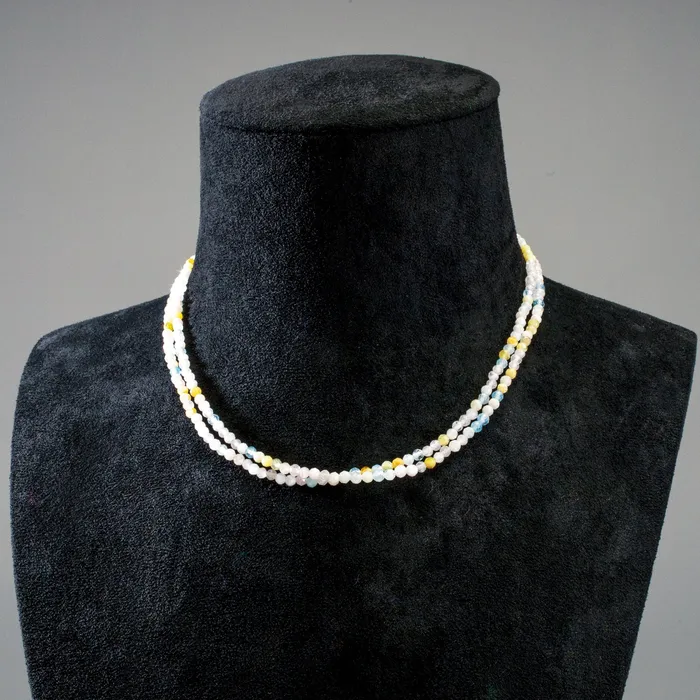 Bracelets KALIFANO 3mm Morganite Faceted 31 Necklace Multi Wrap Bracelet