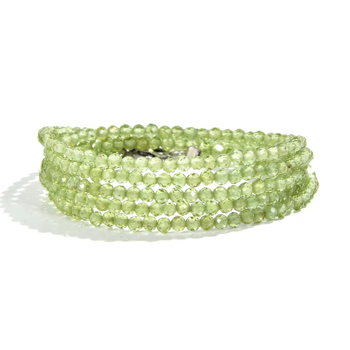 Bracelets KALIFANO 3mm Peridot Faceted 31 Necklace Multi Wrap Bracelet