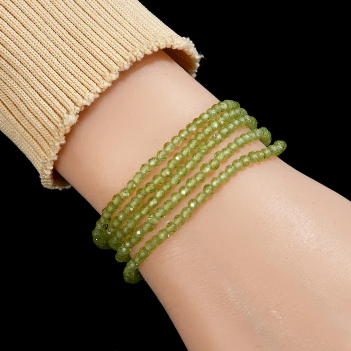 Bracelets KALIFANO 3mm Peridot Faceted 31 Necklace Multi Wrap Bracelet