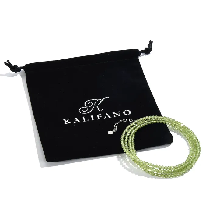 Bracelets KALIFANO 3mm Peridot Faceted 31 Necklace Multi Wrap Bracelet