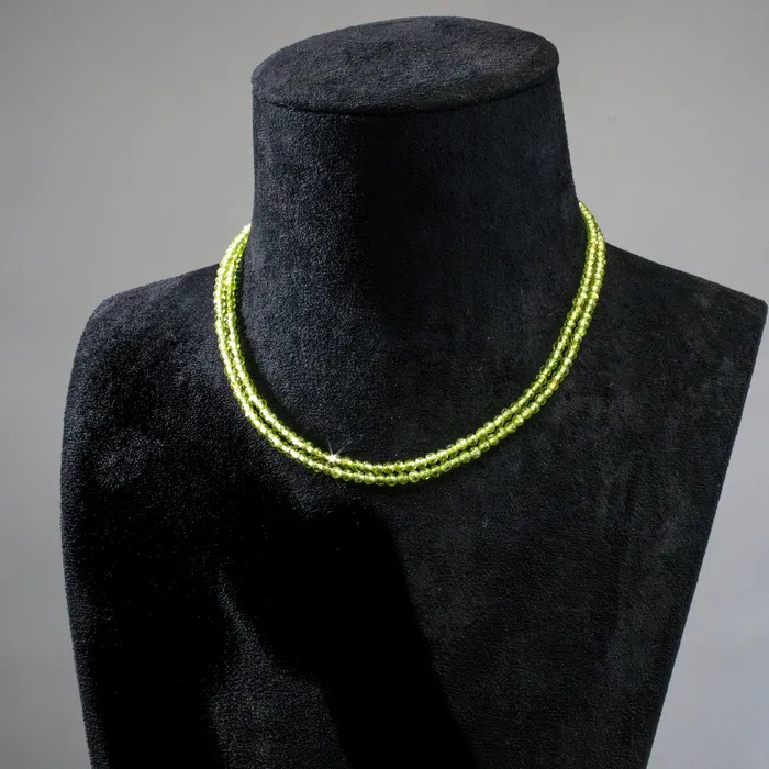 Bracelets KALIFANO 3mm Peridot Faceted 31 Necklace Multi Wrap Bracelet