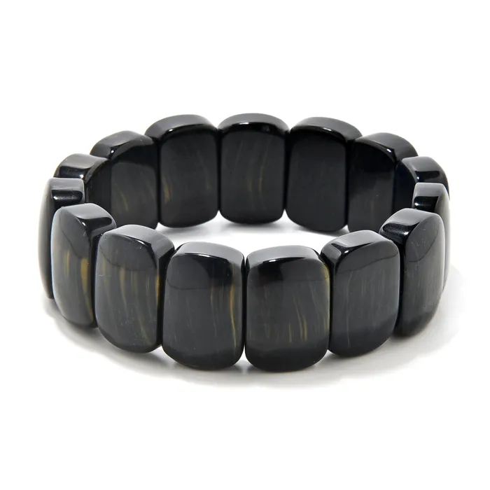 Bracelets Kalifano Blue Tiger Eye 20mm Beads Gemstone Elastic Bracelet