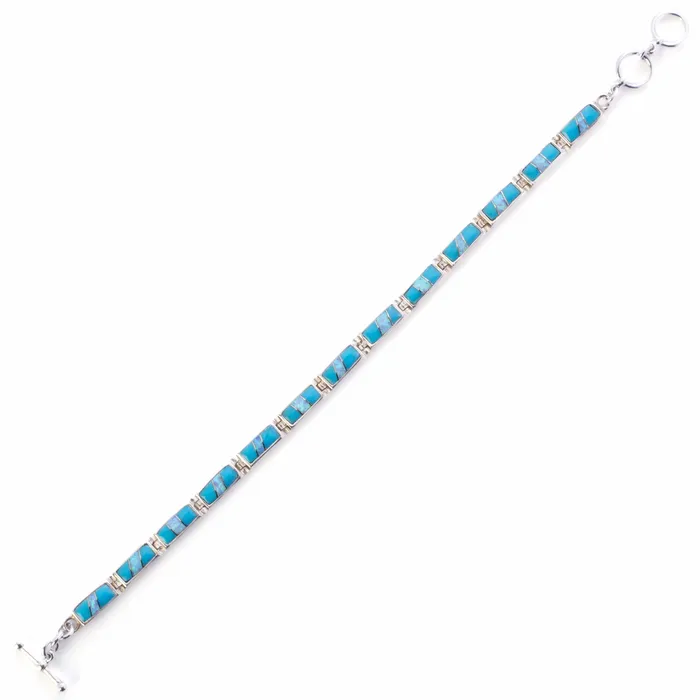 Bracelets Kalifano Turquoise Rectangular 925 Sterling Silver Bracelet USA Handmade with Opal Accent