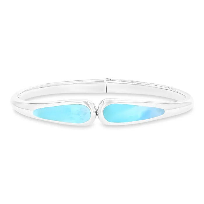 Bracelets Silver Sterling Silver Rhodium Graduated Larimar Bangle Bracelet