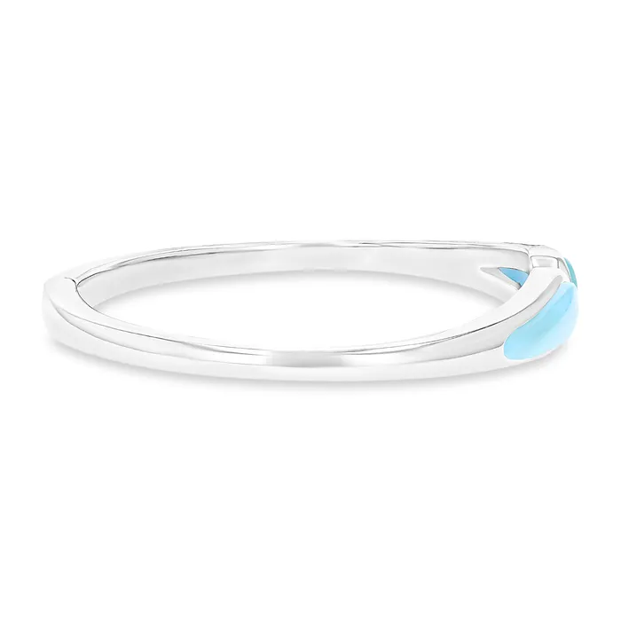 Bracelets Silver Sterling Silver Rhodium Graduated Larimar Bangle Bracelet