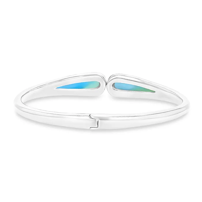 Bracelets Silver Sterling Silver Rhodium Graduated Larimar Bangle Bracelet