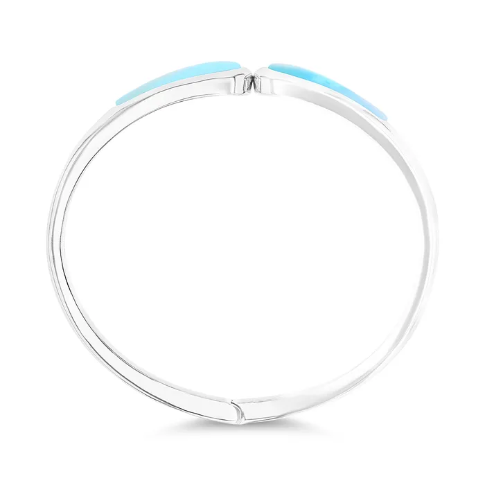 Bracelets Silver Sterling Silver Rhodium Graduated Larimar Bangle Bracelet