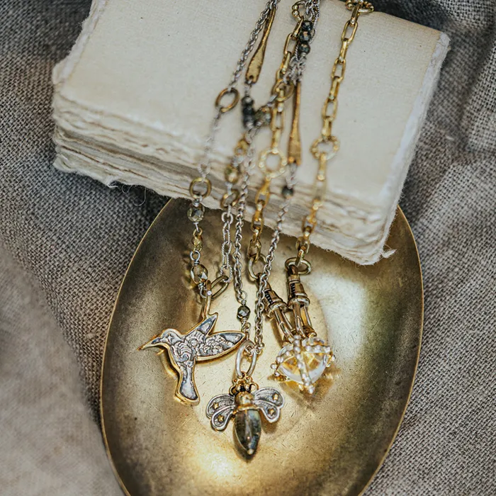 Charm Necklaces Lightwing Hummingbird Charm Waxing Poetic