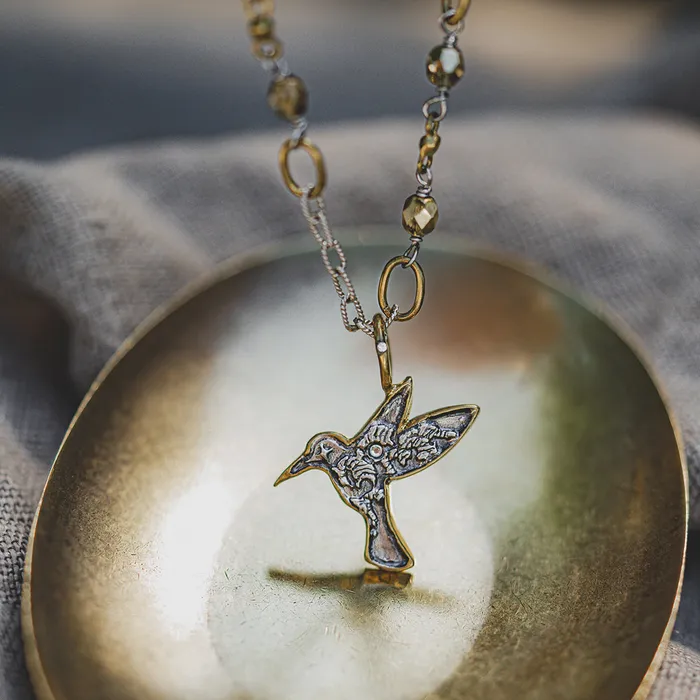 Charm Necklaces Lightwing Hummingbird Charm Waxing Poetic
