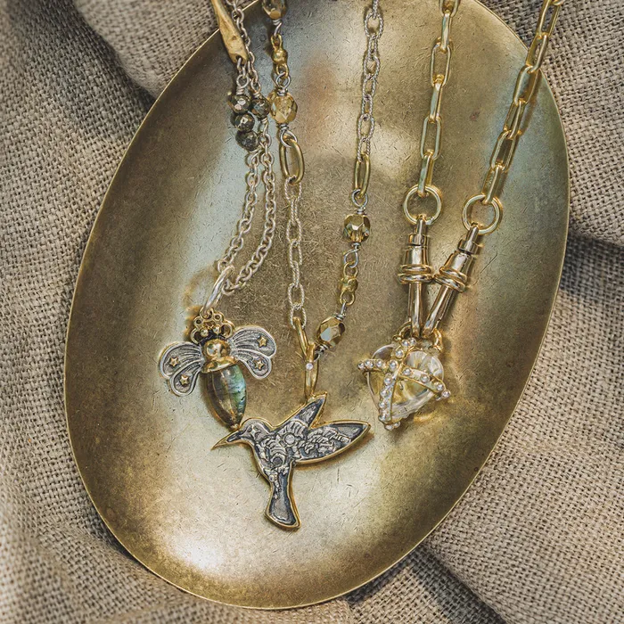 Charm Necklaces Lightwing Hummingbird Charm Waxing Poetic