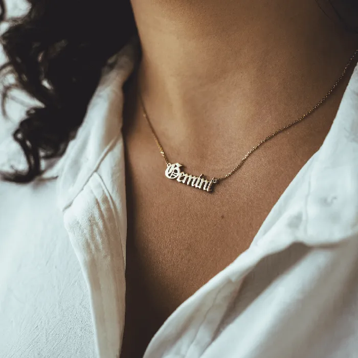 Charm Necklaces LJ Zodiac Sign Charm and Chain name plate