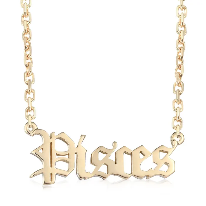 Charm Necklaces LJ Zodiac Sign Charm and Chain name plate