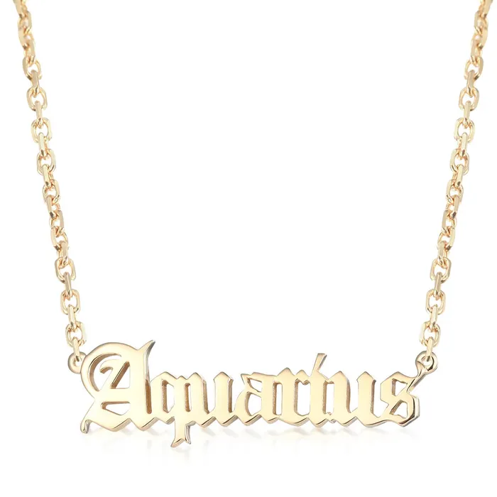 Charm Necklaces LJ Zodiac Sign Charm and Chain name plate