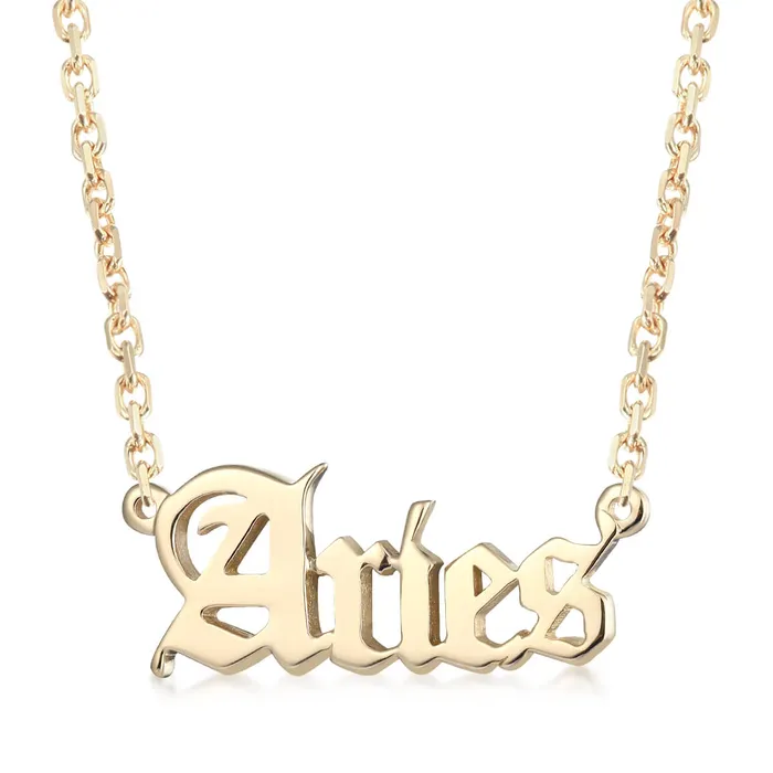 Charm Necklaces LJ Zodiac Sign Charm and Chain name plate