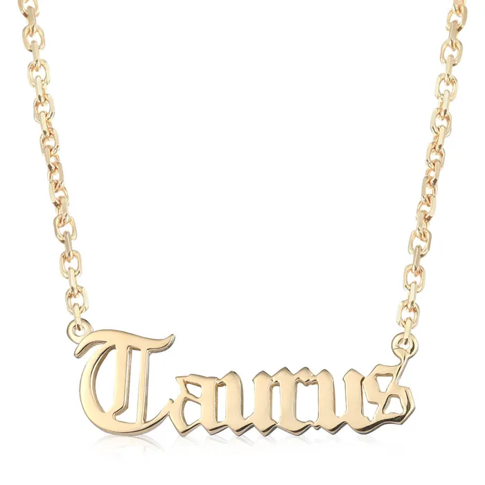 Charm Necklaces LJ Zodiac Sign Charm and Chain name plate
