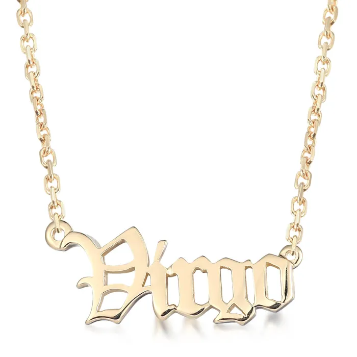 Charm Necklaces LJ Zodiac Sign Charm and Chain name plate