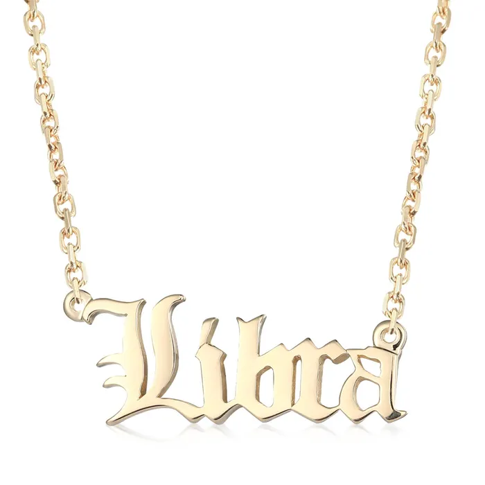 Charm Necklaces LJ Zodiac Sign Charm and Chain name plate