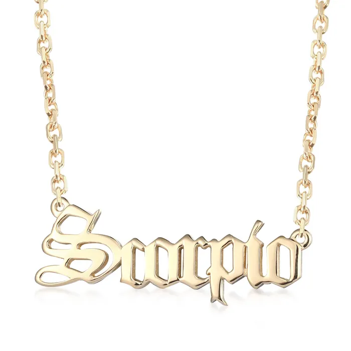 Charm Necklaces LJ Zodiac Sign Charm and Chain name plate