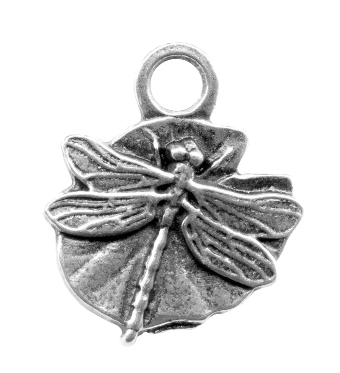 Charm Necklaces Oberon Design Charm Britannia Metal Dragonfly