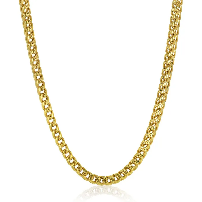 Crucible 7mm Gold Plated Rounded Franco Chain 26 Inches Invicta Jewelry PreStyled Sets