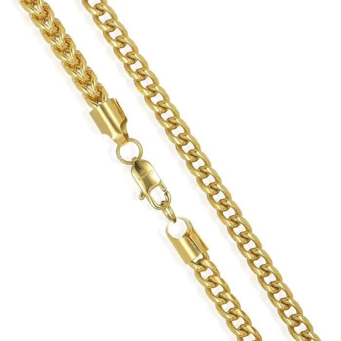 Crucible 7mm Gold Plated Rounded Franco Chain 26 Inches Invicta Jewelry PreStyled Sets