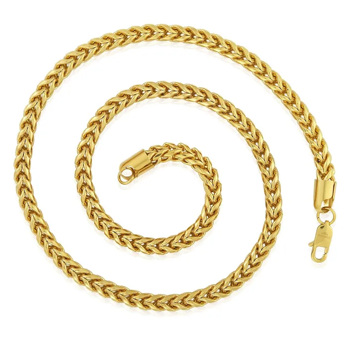 Crucible 7mm Gold Plated Rounded Franco Chain 26 Inches Invicta Jewelry PreStyled Sets