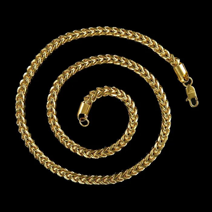 Crucible 7mm Gold Plated Rounded Franco Chain 26 Inches Invicta Jewelry PreStyled Sets