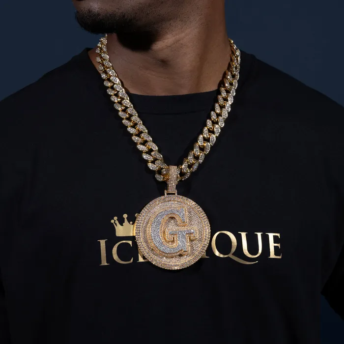 Custom Letter Layered Round Pendant ICECLIQUE JEWELRY Necklaces