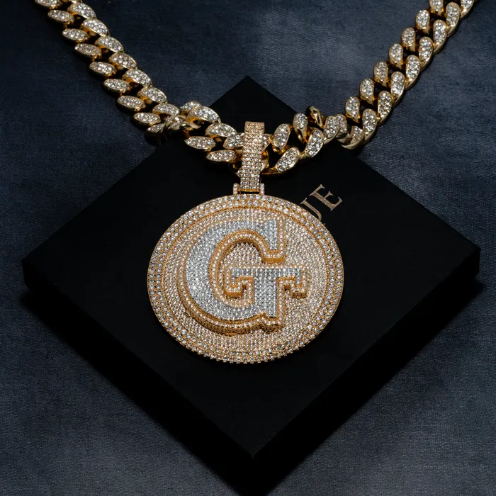 Custom Letter Layered Round Pendant ICECLIQUE JEWELRY Necklaces