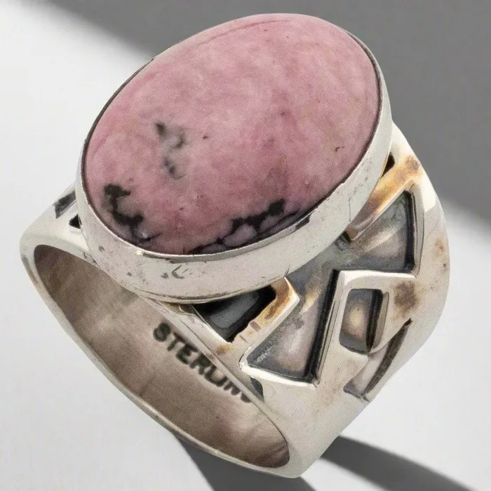 Danny Clark Navajo Rhodonite USA Native American Made 925 Sterling Silver Ring Kalifano Rings Danny Clark Navajo Rhodonite USA Native American Made 925 Sterling Silver Ring Kalifano Rings