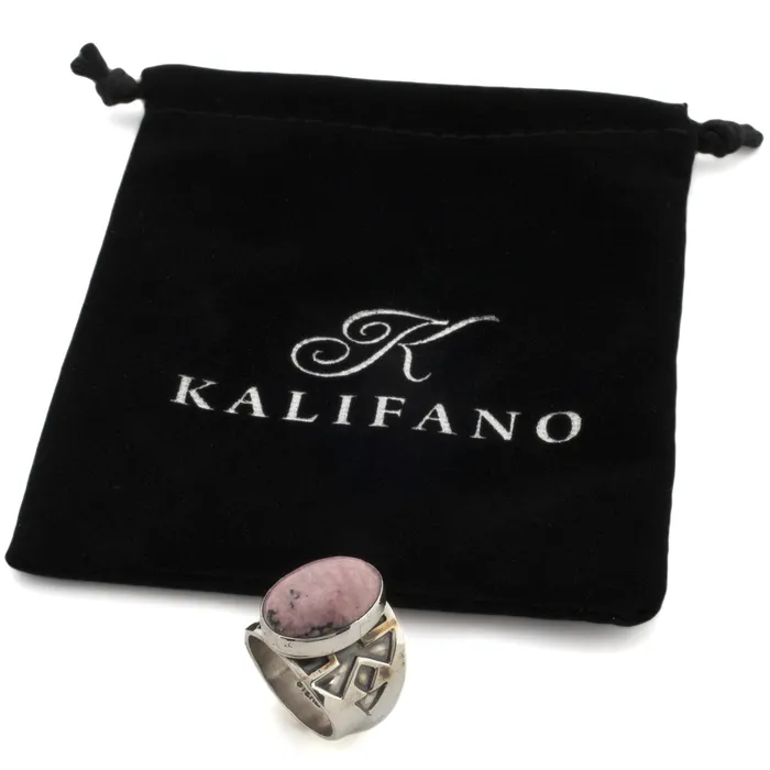 Danny Clark Navajo Rhodonite USA Native American Made 925 Sterling Silver Ring Kalifano Rings