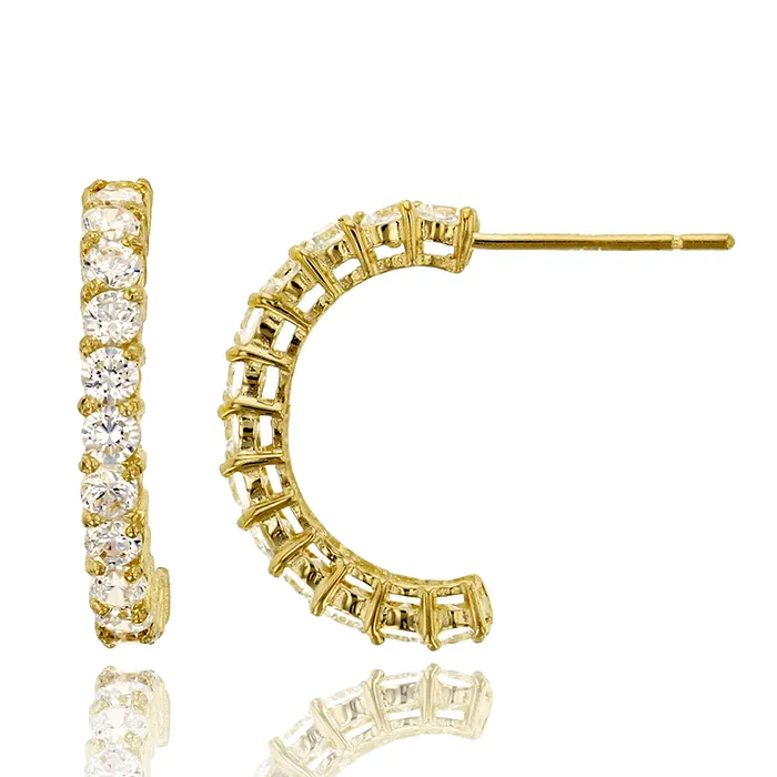 DecadenceJewelry 14K Yellow Gold 2mm Rd Prong Half Hoop Stud Earring Earrings DecadenceJewelry 14K Yellow Gold 2mm Rd Prong Half Hoop Stud Earring Earrings