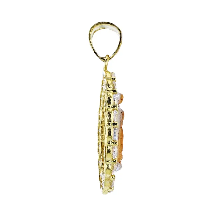 DecadenceJewelry Necklaces 14K TriColor Gold 29x16mm Santa Muerte Oval Cubic Zirconia Frame Pendant DecadenceJewelry Necklaces 14K TriColor Gold 29x16mm Santa Muerte Oval Cubic Zirconia Frame Pendant