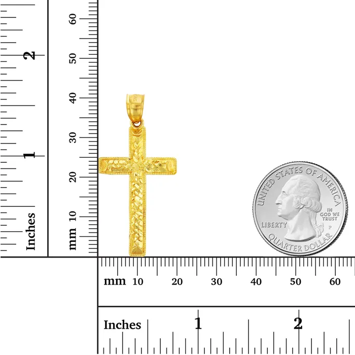 DecadenceJewelry Necklaces 14K Yellow Gold DC Milgrain Religious Cross Pendant DecadenceJewelry Necklaces 14K Yellow Gold DC Milgrain Religious Cross Pendant