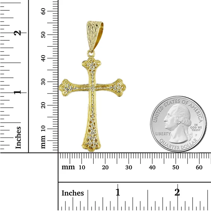 DecadenceJewelry Necklaces 14K Yellow Gold DC Milgrain Religious Cross Pendant DecadenceJewelry Necklaces 14K Yellow Gold DC Milgrain Religious Cross Pendant