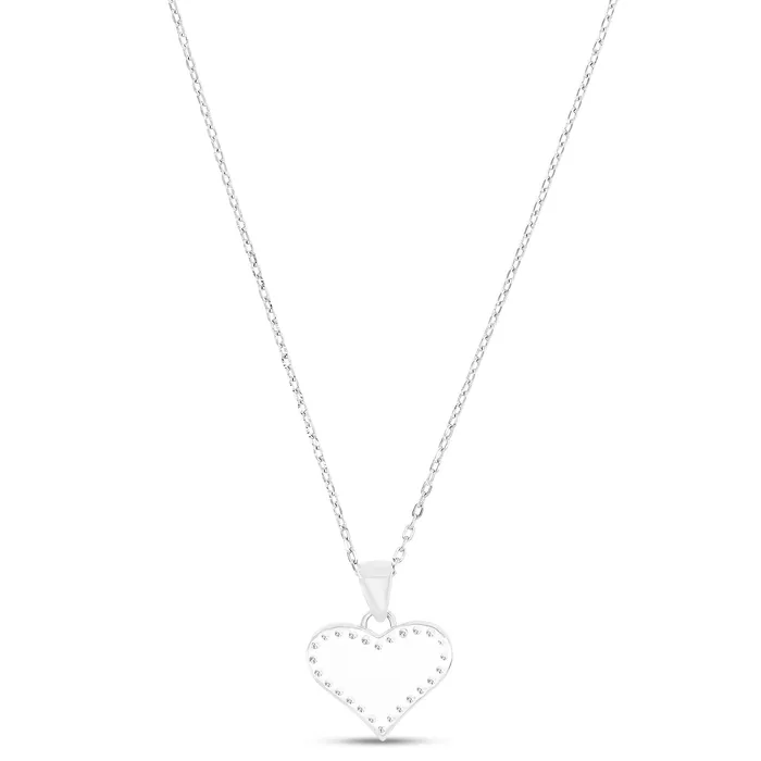 DecadenceJewelry Necklaces Sterling Silver Rhodium Pink Enamel Cubic Zirconia Heart 162 Necklace DecadenceJewelry Necklaces Sterling Silver Rhodium Pink Enamel Cubic Zirconia Heart 162 Necklace