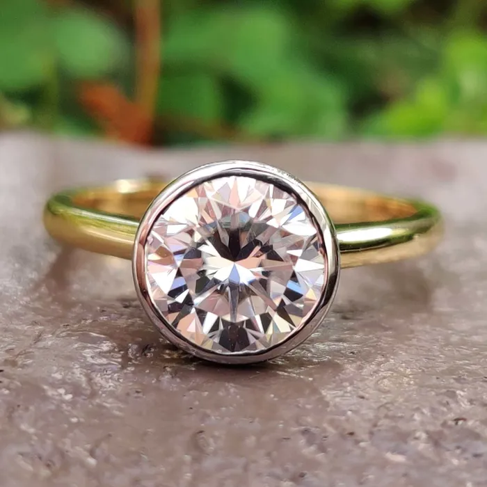 Diamondrensu 187 TCW Round Brilliant Cut Delicate Hidden Halo Moissanite Engagement Ring Rings Diamondrensu 187 TCW Round Brilliant Cut Delicate Hidden Halo Moissanite Engagement Ring Rings