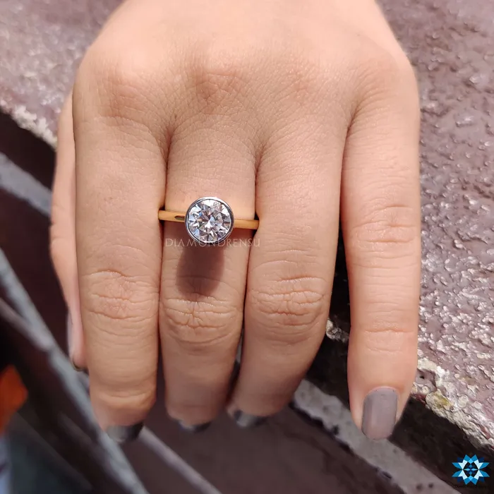 Diamondrensu 187 TCW Round Brilliant Cut Delicate Hidden Halo Moissanite Engagement Ring Rings Diamondrensu 187 TCW Round Brilliant Cut Delicate Hidden Halo Moissanite Engagement Ring Rings